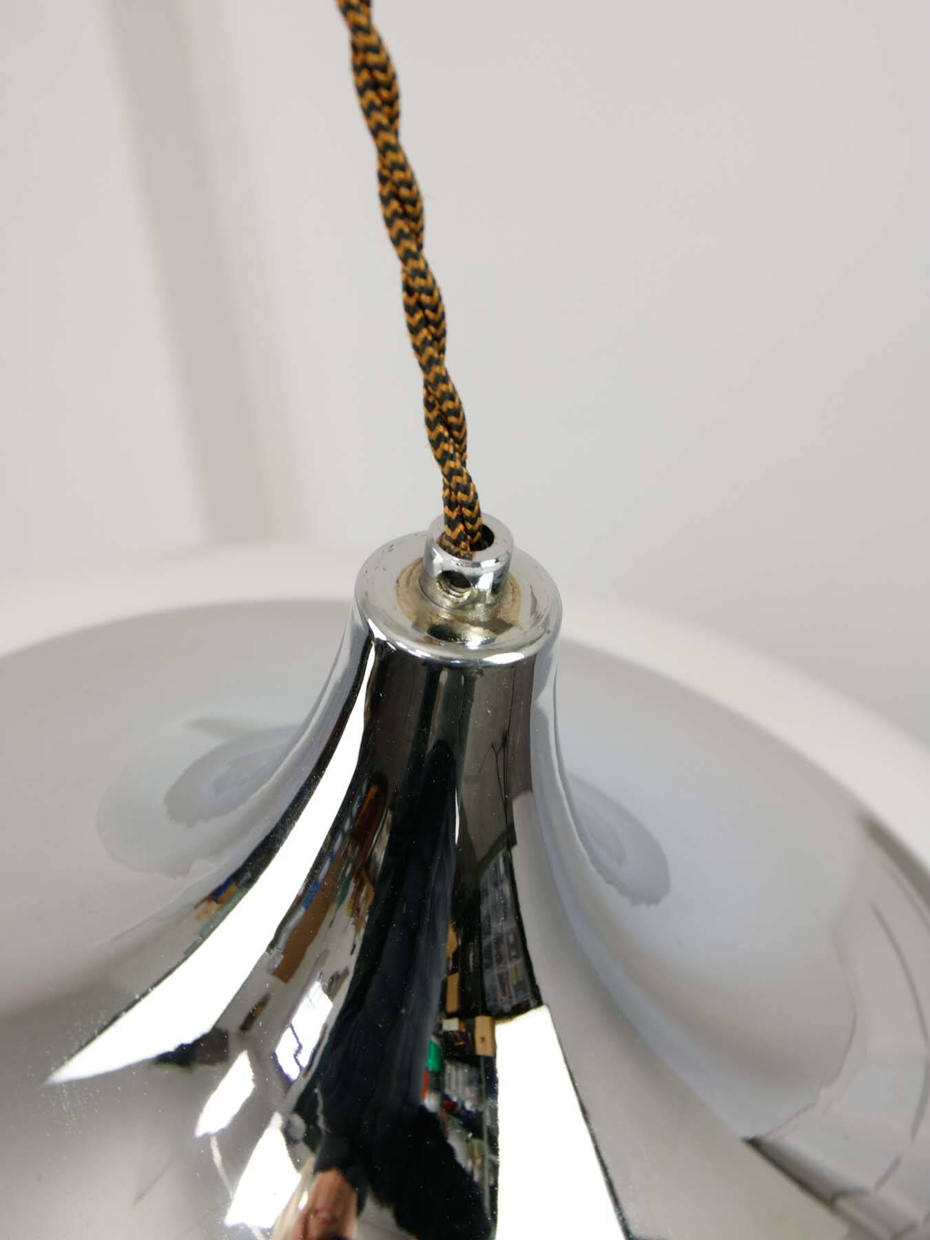 Large Space Age Pendant in White from Guzzini, 1970s