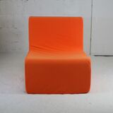 Armchair "space age" foam and orange jersey. Circa 1970
