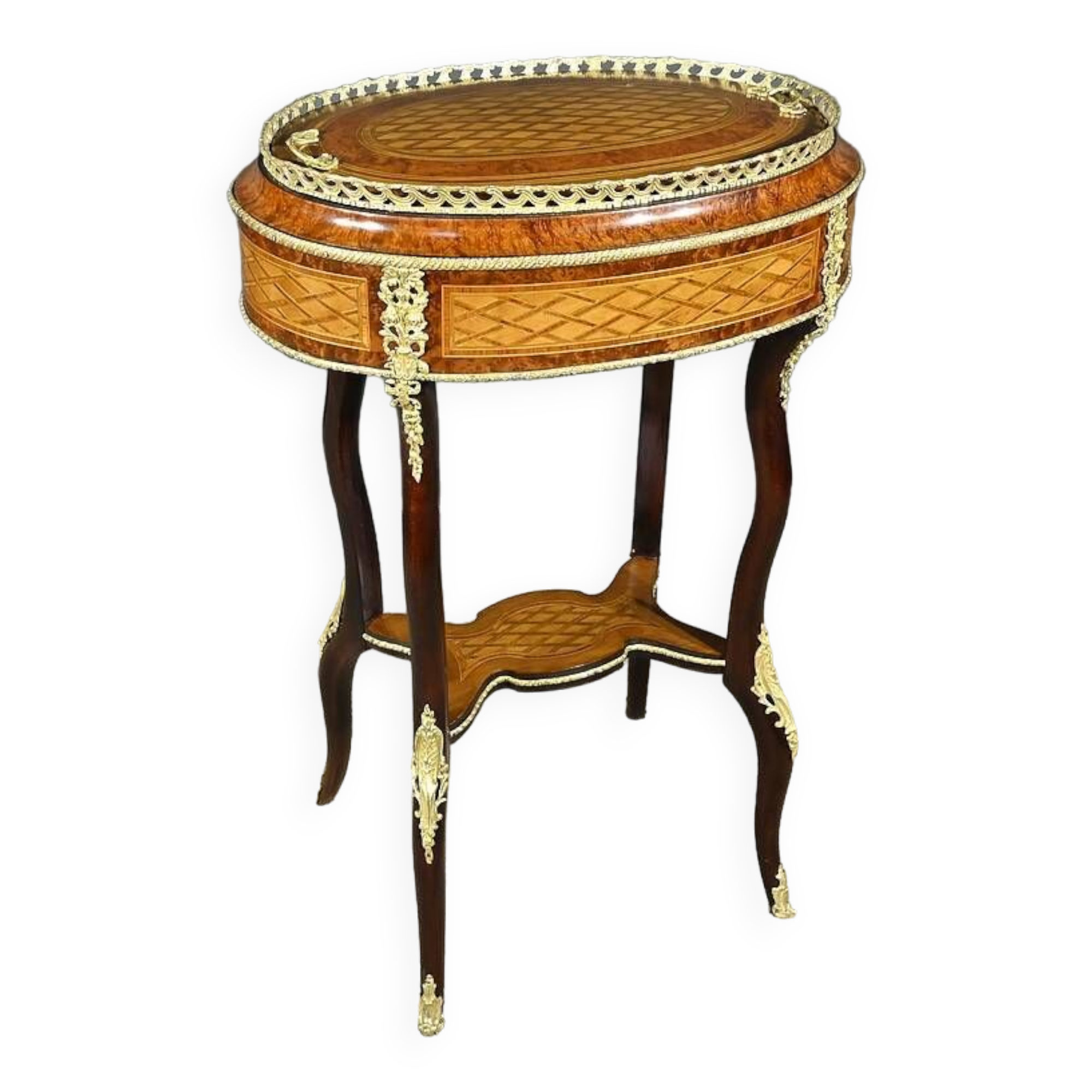 Planter in Precious Wood Marquetry, Napoleon III Period – Mid-19th Century