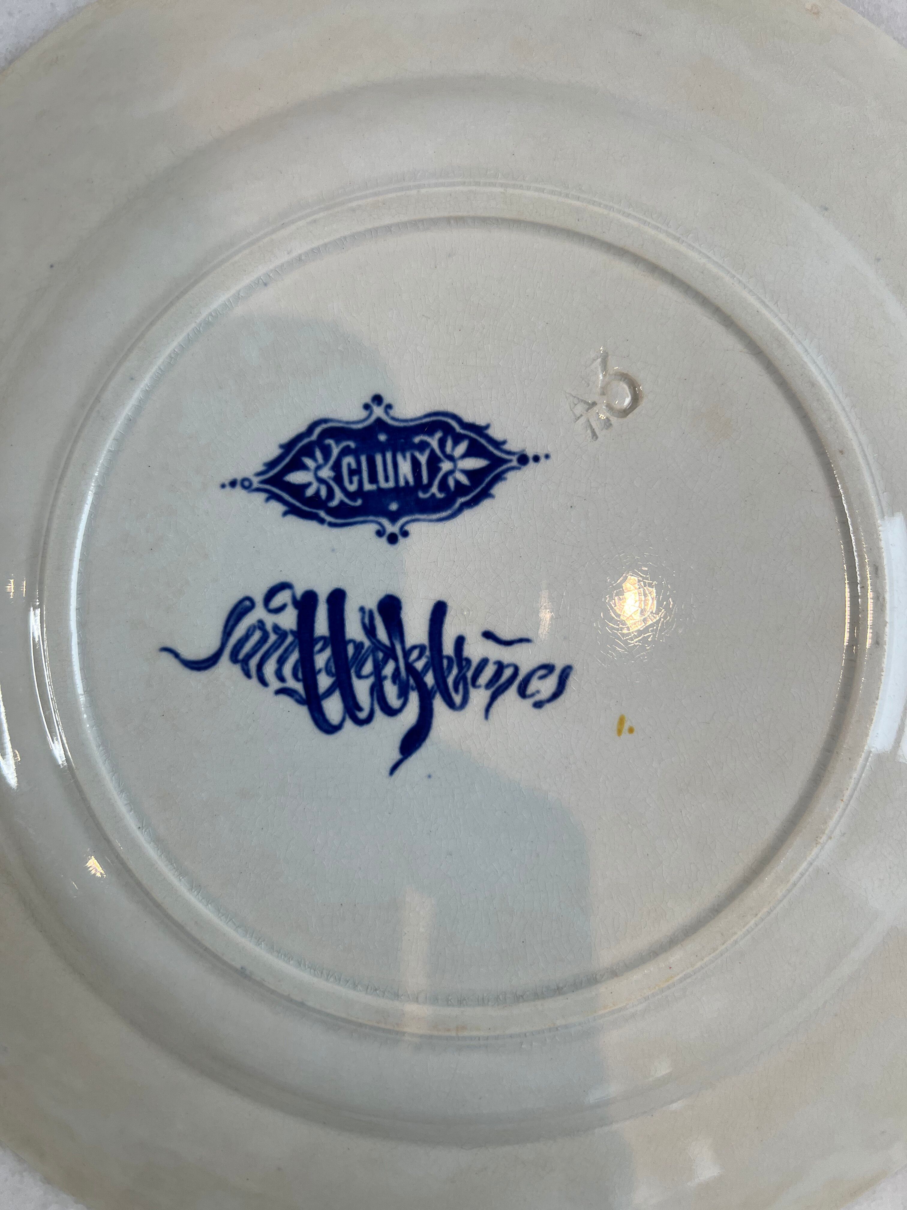 Lot of 6 flat plates, ironstone Sarreguemines Cluny.