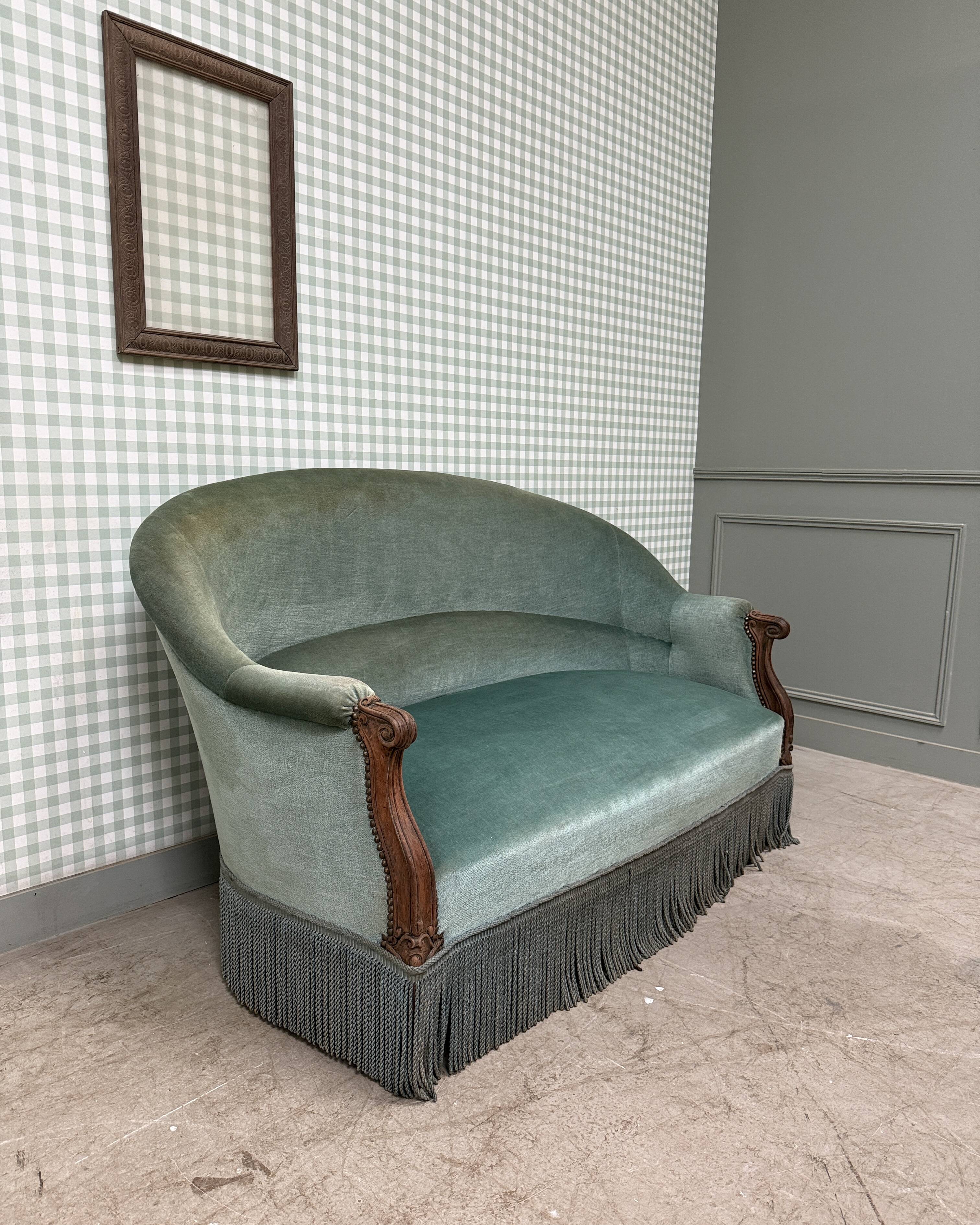 Green velvet toad sofa