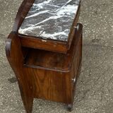 Art Deco bedside table in oak and marble