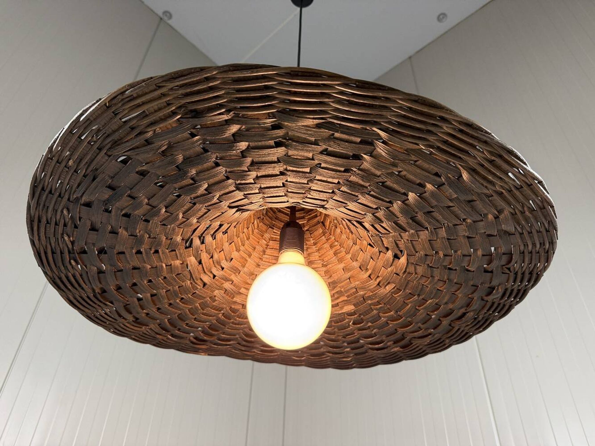 XXL rattan wicker hanging lamp 1960’s