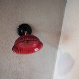 Vintage red glass wall light