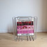 1980s Willi Glaeser Chrome Magazine Rack Record Rack Swiss Midcentury Style