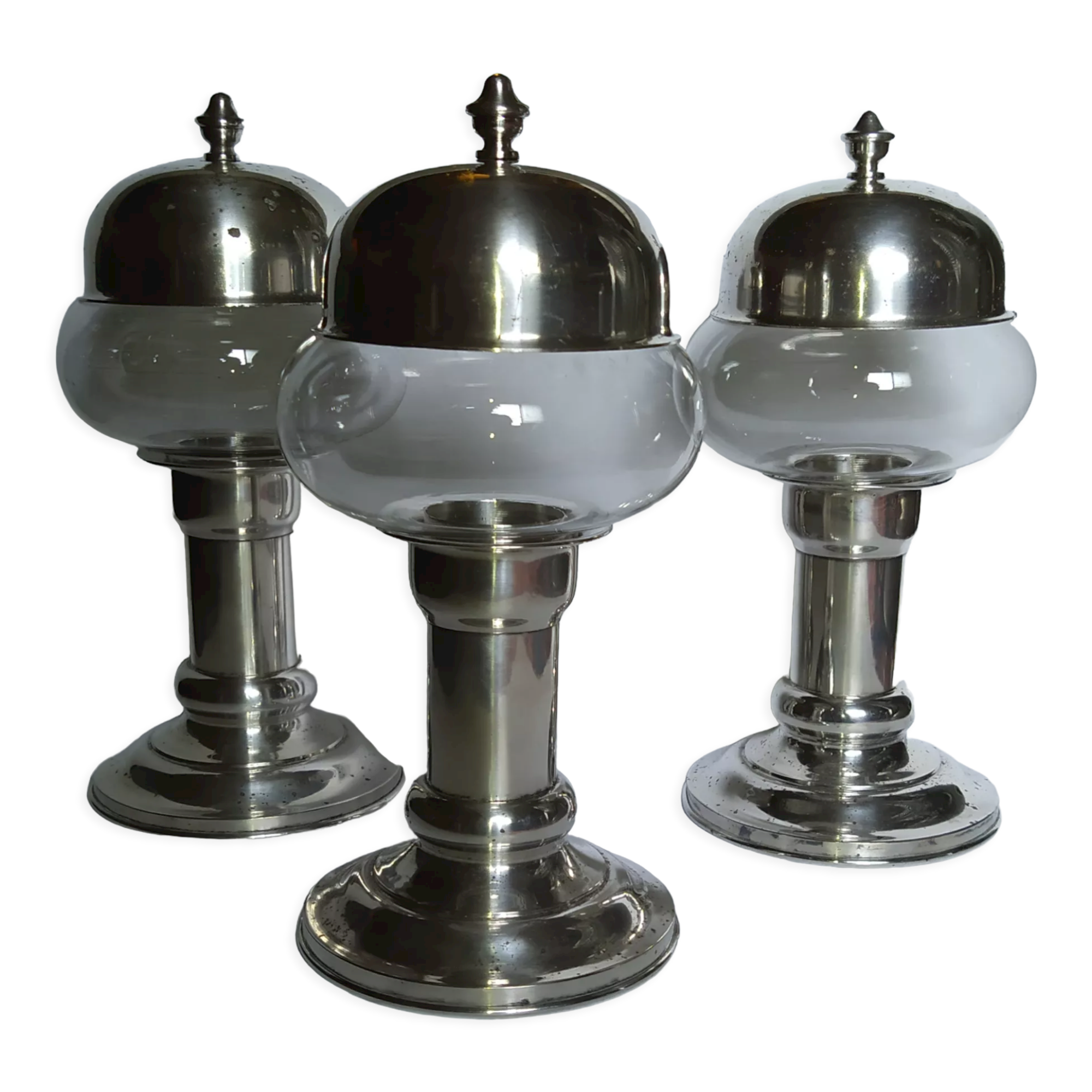 3 whole photophores in silver metal