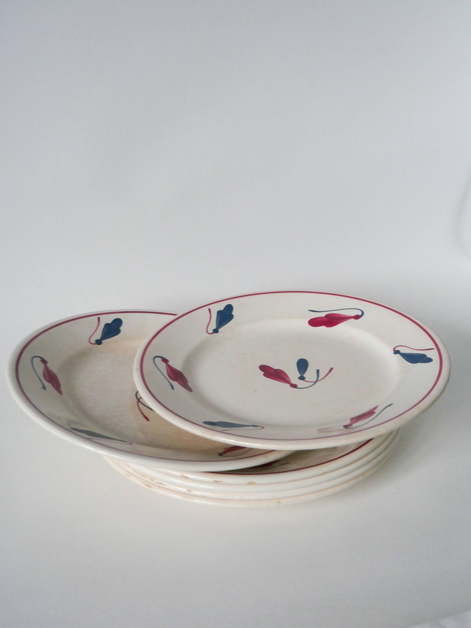 Set of 6 flat plates Givors model Perce-Neige 1950