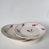 Set of 6 flat plates Givors model Perce-Neige 1950