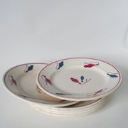 Set of 6 flat plates Givors model Perce-Neige 1950
