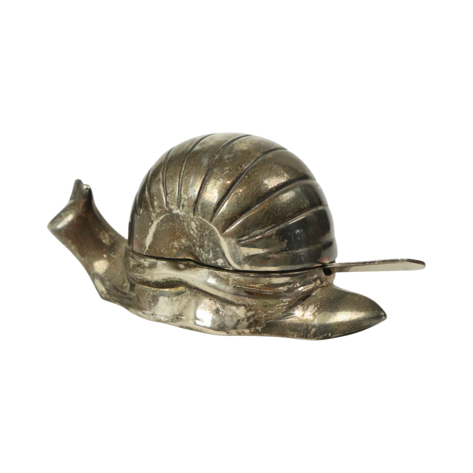 Vintage Silver Plated Butter Dish Snail EP Zinc Hong Kong 1960s