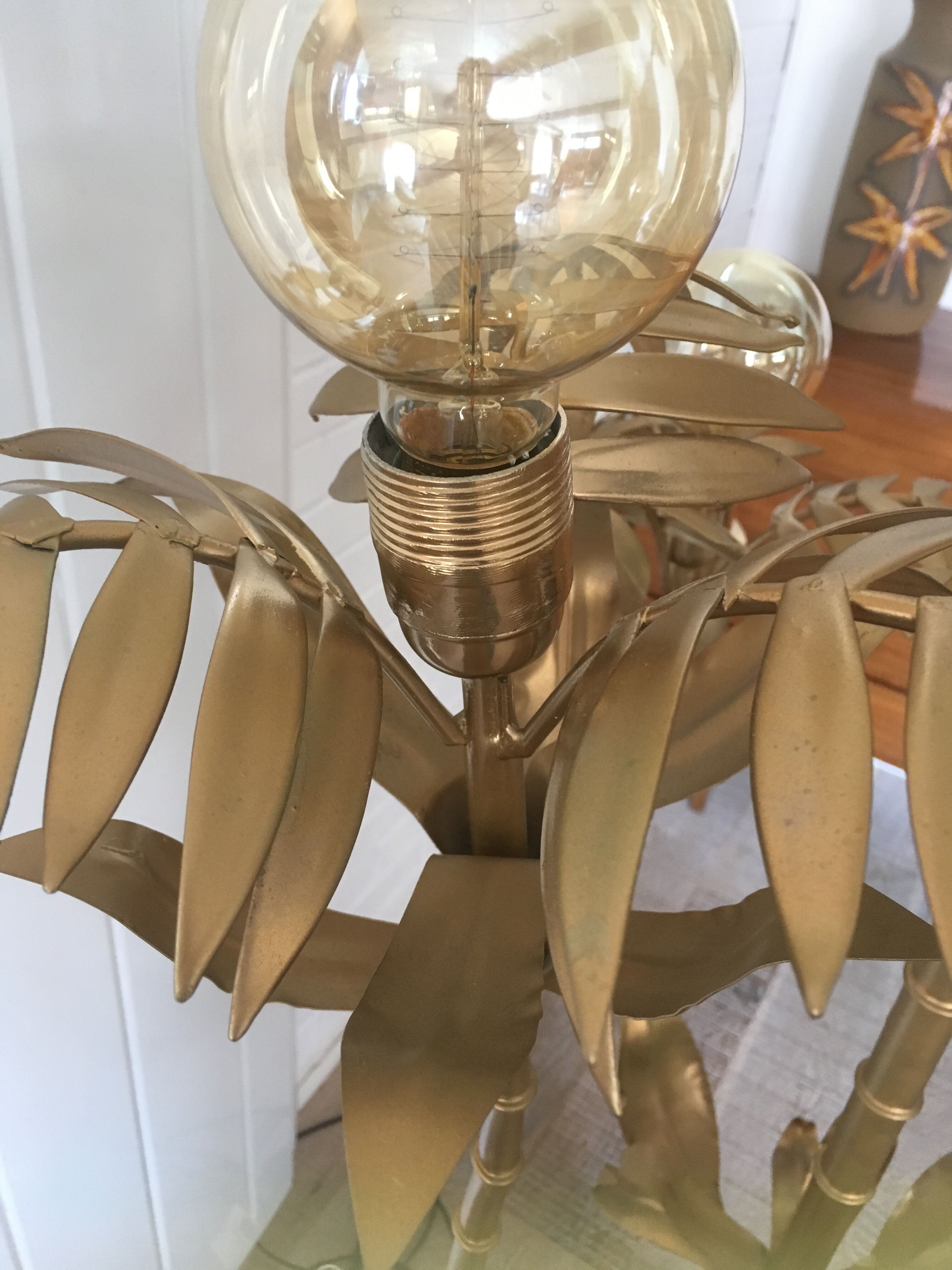 Floor lamp foliage gold metal years 70