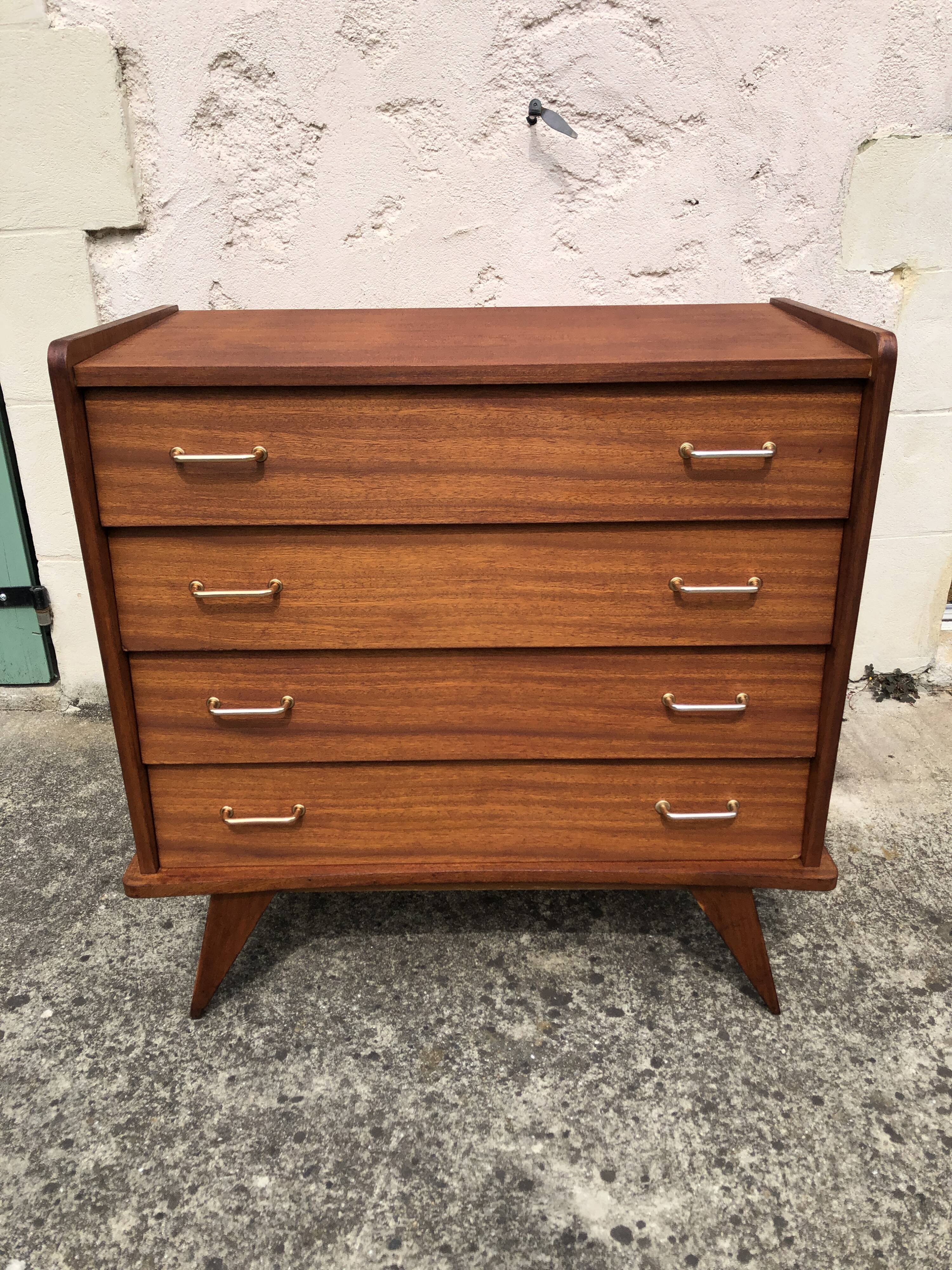 Commode vintage scandinave, pieds compas