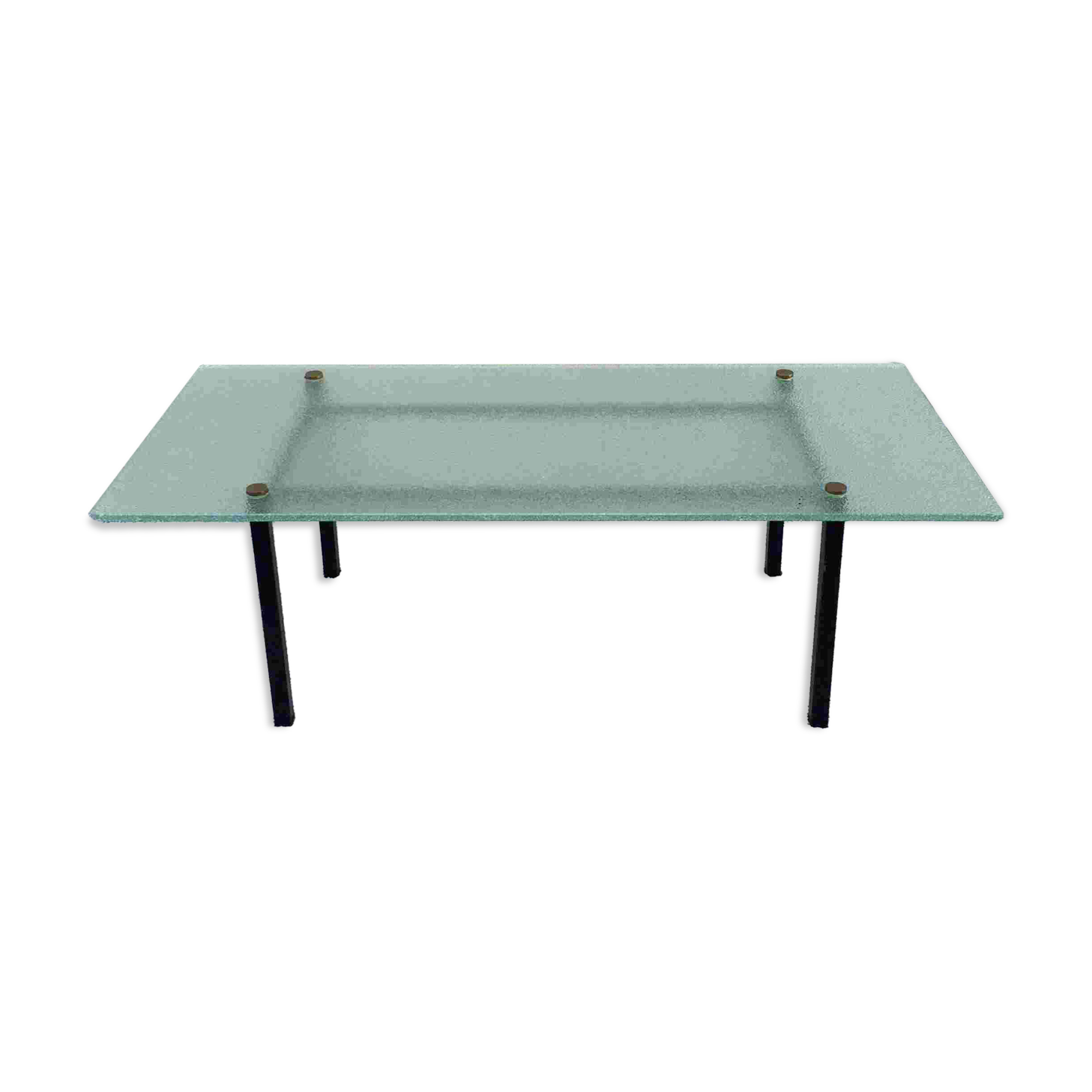 Table basse moderniste en verre givré 1950