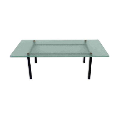 Table basse moderniste en verre givré 1950
