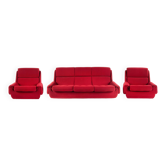 Vintage living Room set in Red fabric, Jitona, 1970s