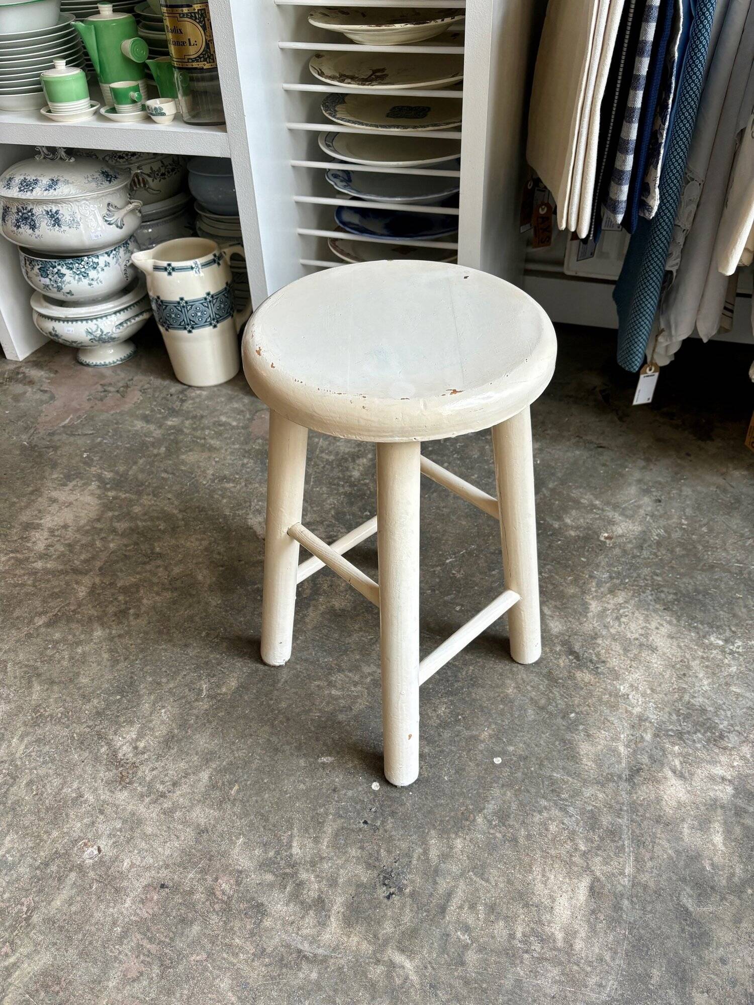 White wooden stool