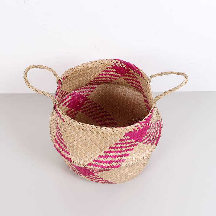Pink Foldable Basket 35x30 cm (L),Boho-Style Foldable Basket