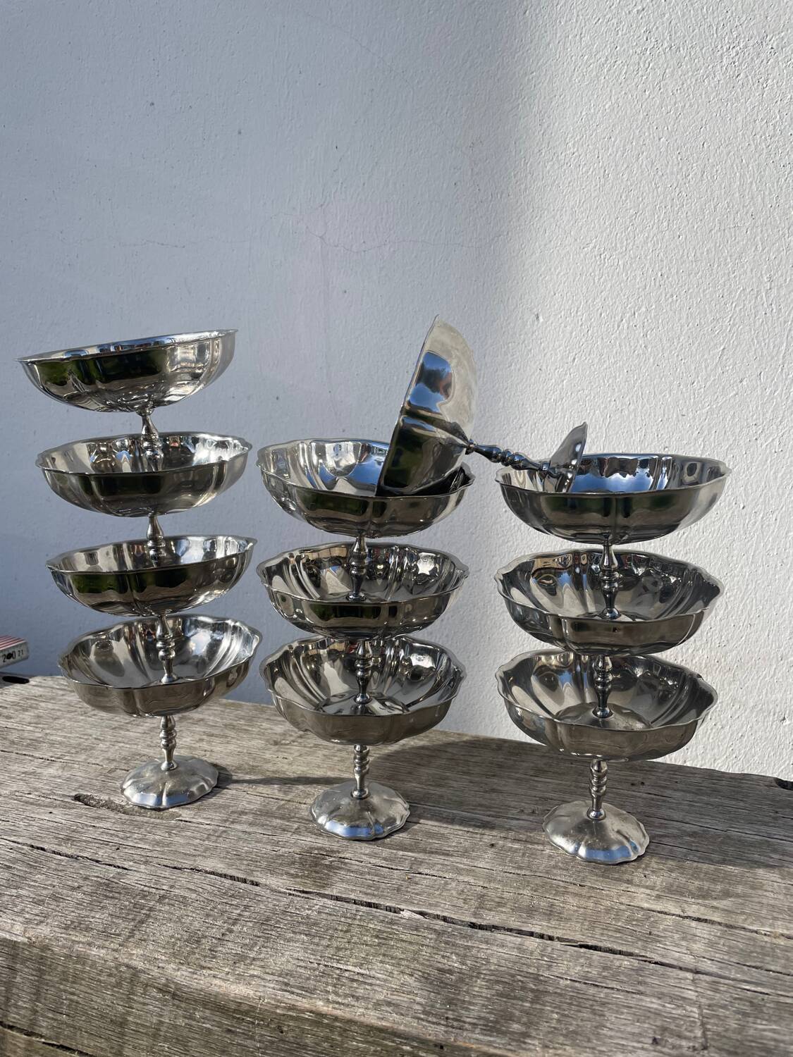 11 stainless steel cups / bowls 1970