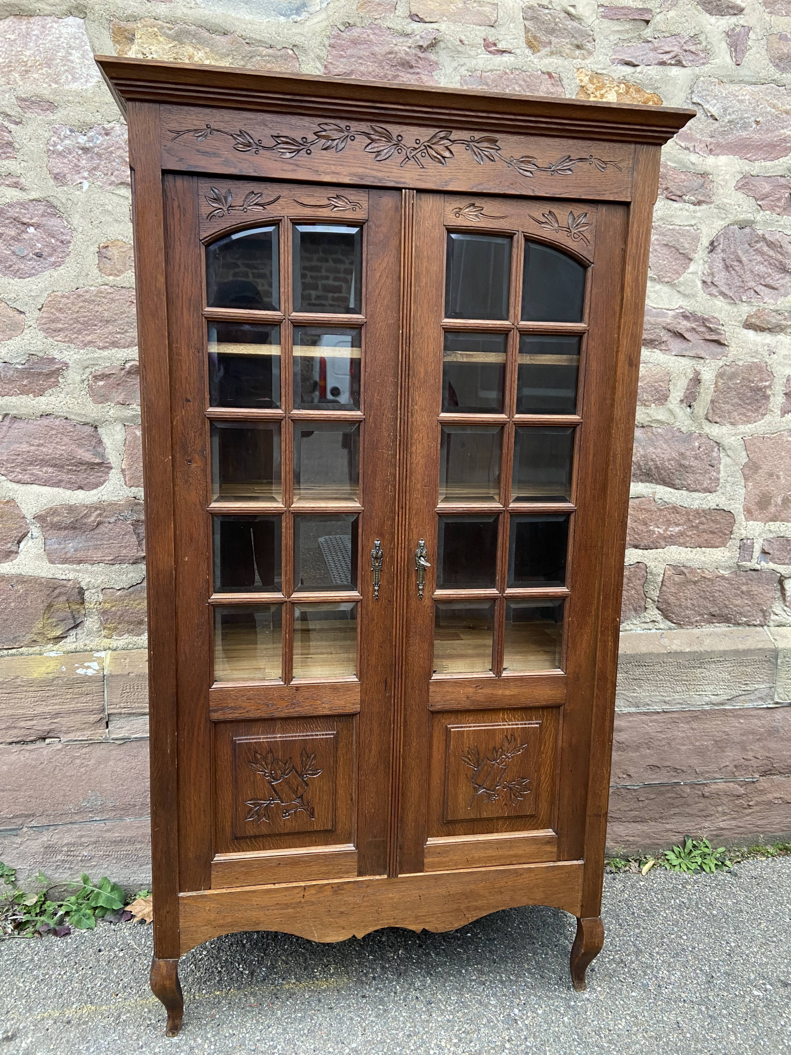 Display Cabinet Silver Cabinet Bookcase Provence Rocaille Louis XV Carved Oak 1920
