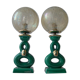 Pair of vintage lamps in bordeaux art ceramic