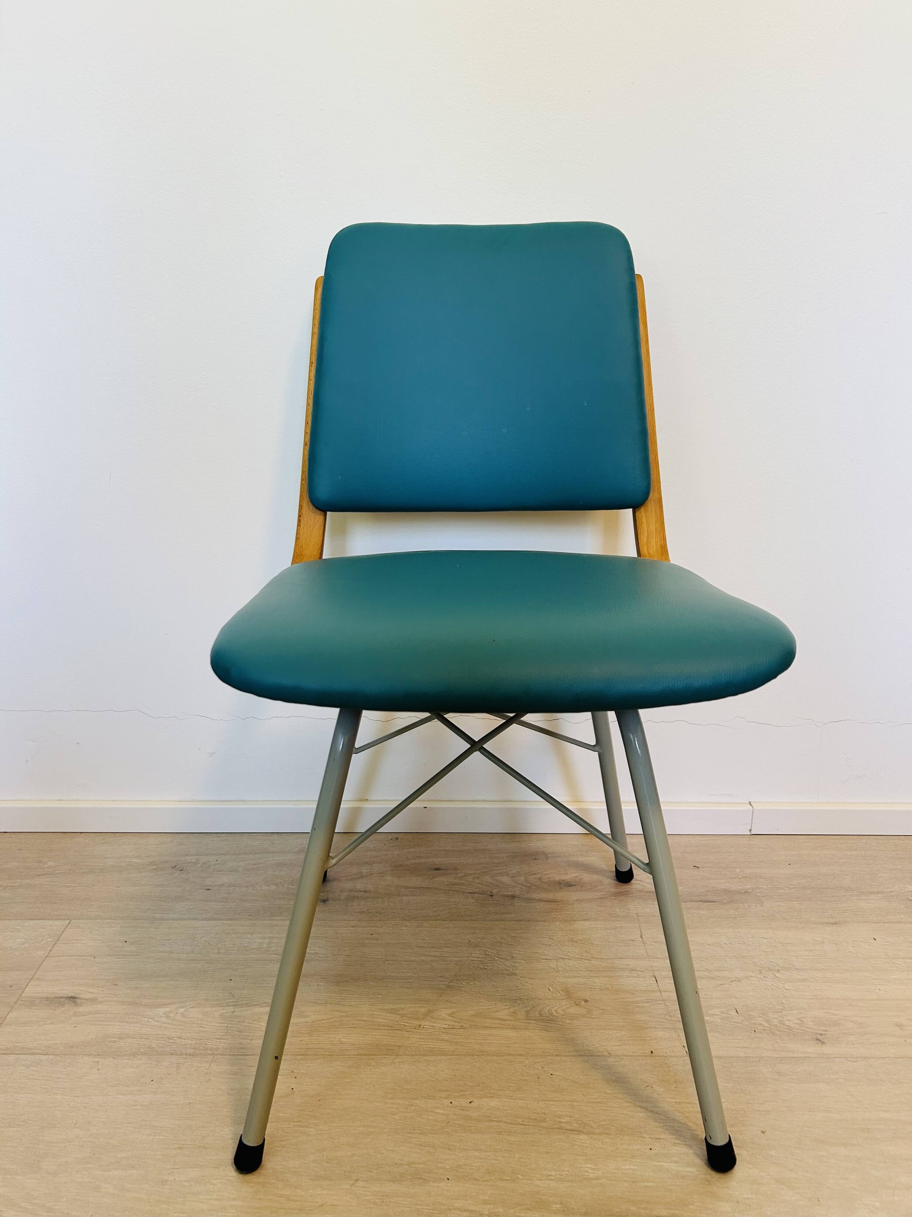 Vintage Turquoise Dining Chair by TON, from Czechoslovakia 1960’s
