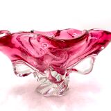 Pink bowl by J. Hospodka, Chribska Sklarna, Czechoslovakia, 1960s/70s.