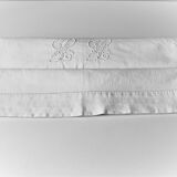 Drap & taie oreiller anciens en lin brodés main