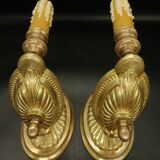 Pair of Empire style eagle head wall lights - bronze Lucien GAU, Paris