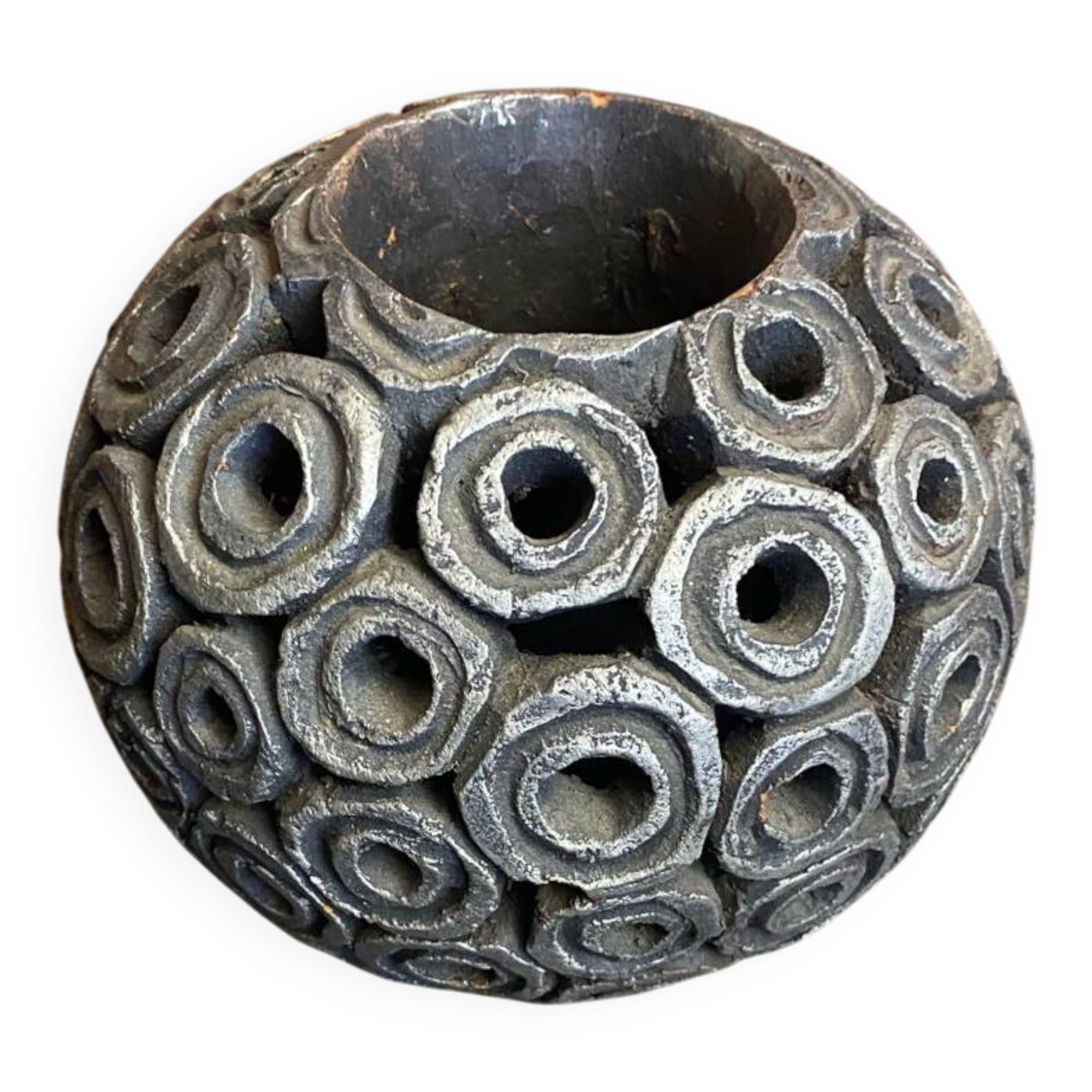 Vintage Design Black Ceramic Ball Vase #D654