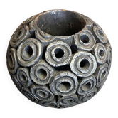 Vase Boule Céramique Noir Design Vintage #D654