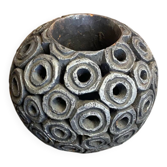 Vintage Design Black Ceramic Ball Vase #D654