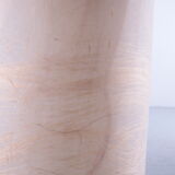 Ceramic gold table lamp with original shade, 70s