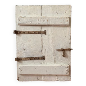 Porte ancienne en bois massif blanchi,