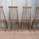 Scandinavian solid wooden high back spindle chairs, set of 4