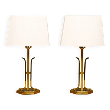 Mid-20th Century Art Deco style Brass Table Lamps by Aneta, Sweden