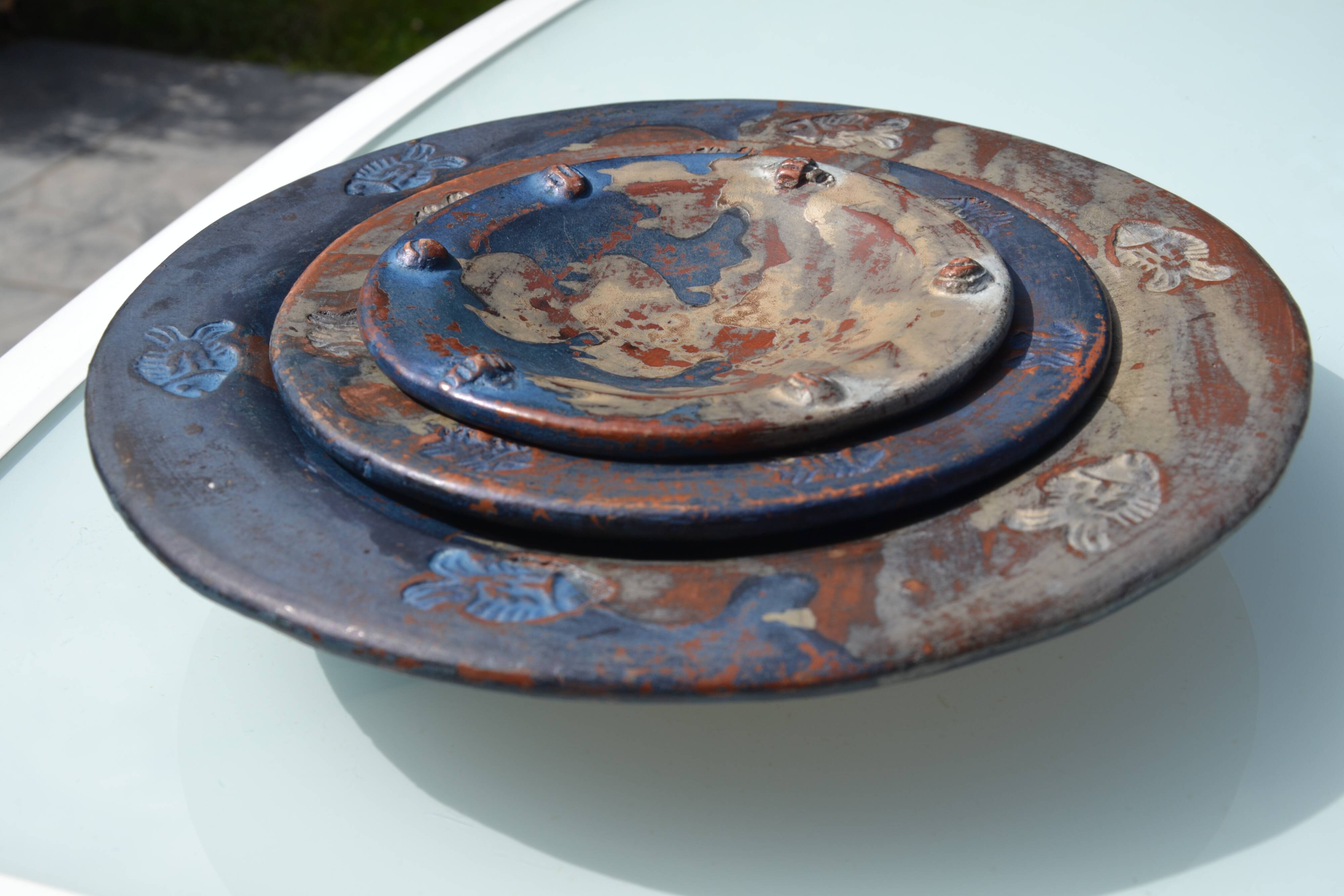 3 decorative handmade plates/trinket dishes