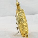 LANCEL alarm clock in chiseled bronze and gilded metal