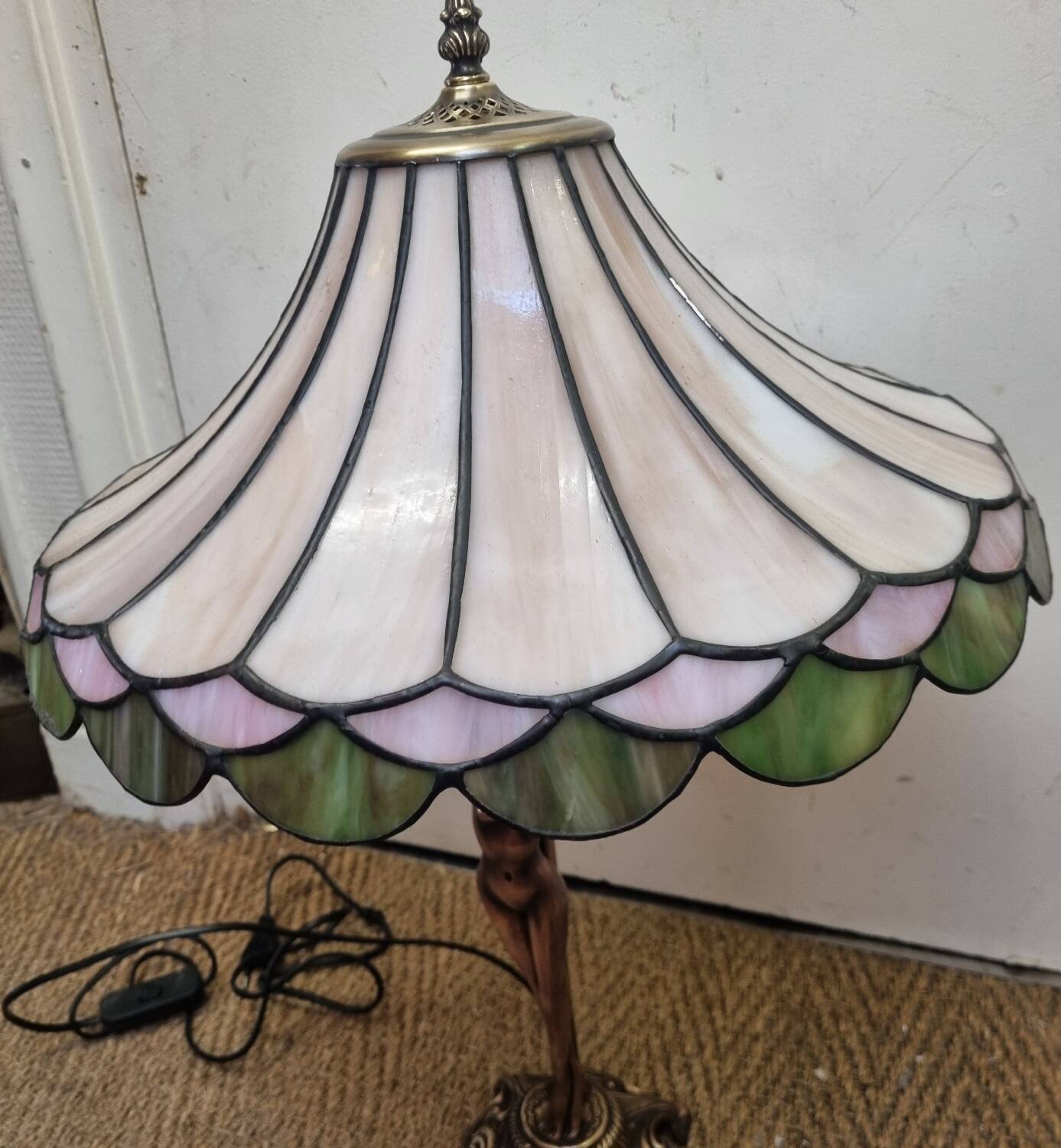 Art Deco lamp, bronze & glass paste