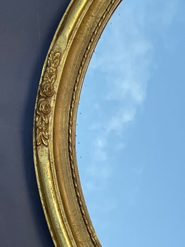 Old oval mirror medallion gilded wood & stucco louis XVI style  49x59cm