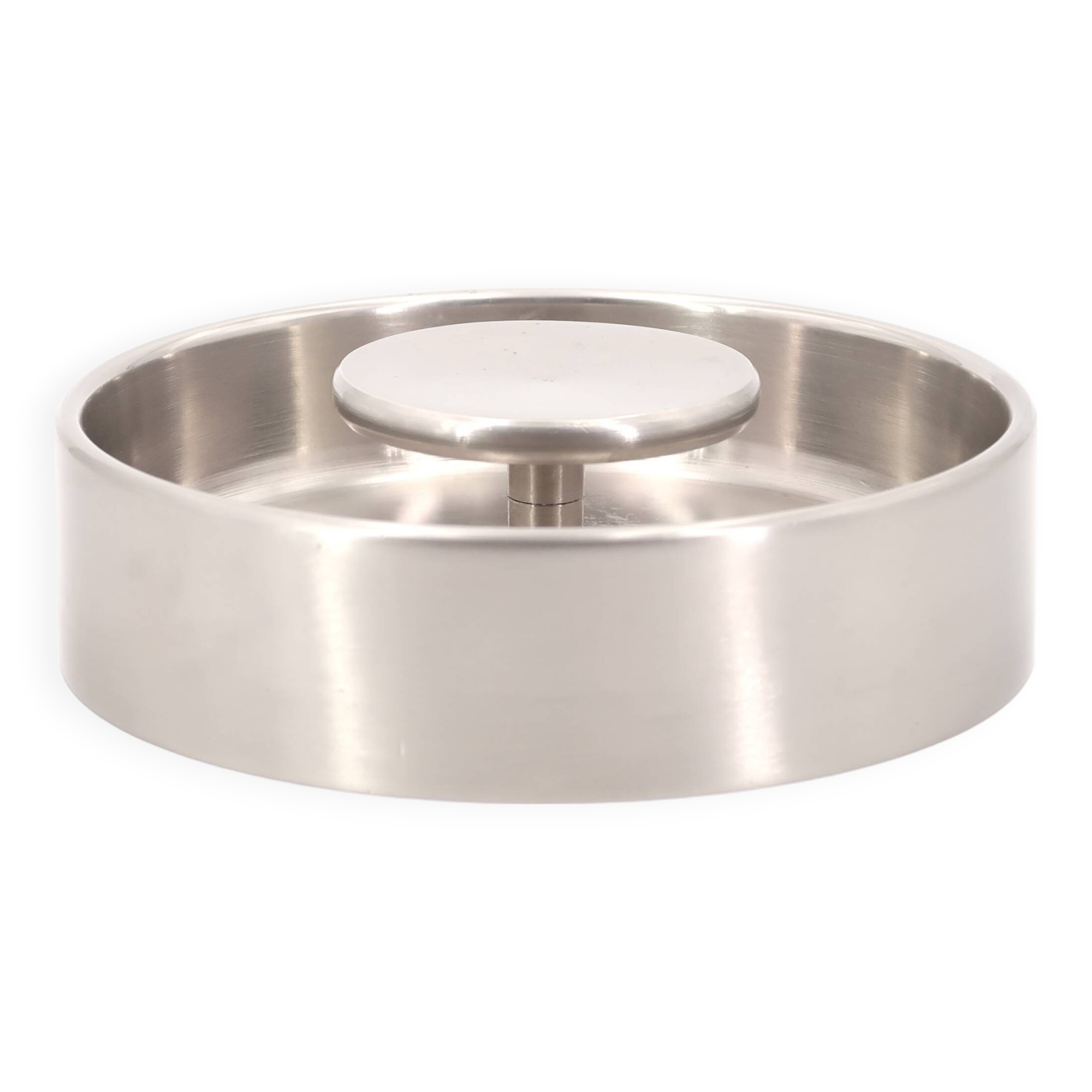 Tecno Design round steel ashtray, 70s