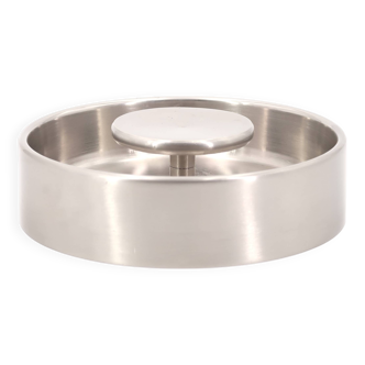 Tecno Design round steel ashtray, 70s