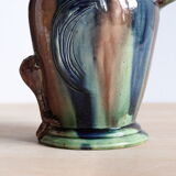 Zoomorphic ceramic owl vase in Flanders earth, Torhout Belgium, Art Nouveau period