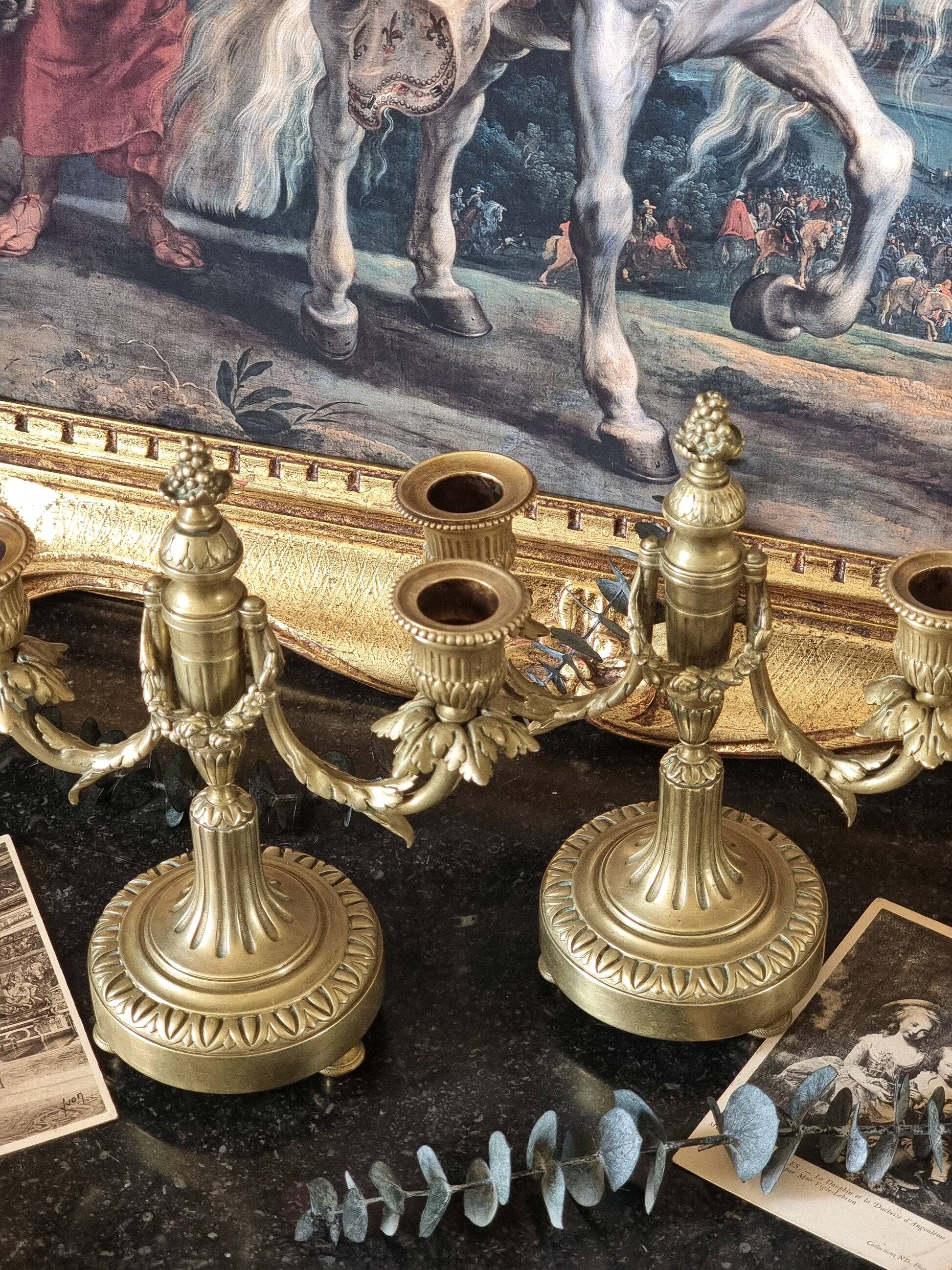 Pair of bronze candlesticks