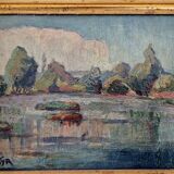 Georges Albert CYR (1880-1964) - Oil on canvas - "Lacustrine landscape" - Signed lower left