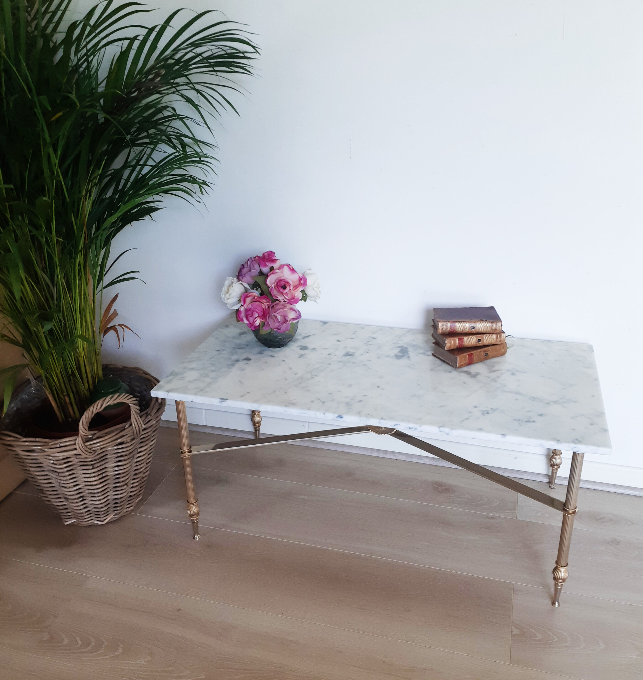 Marble and brass coffee table