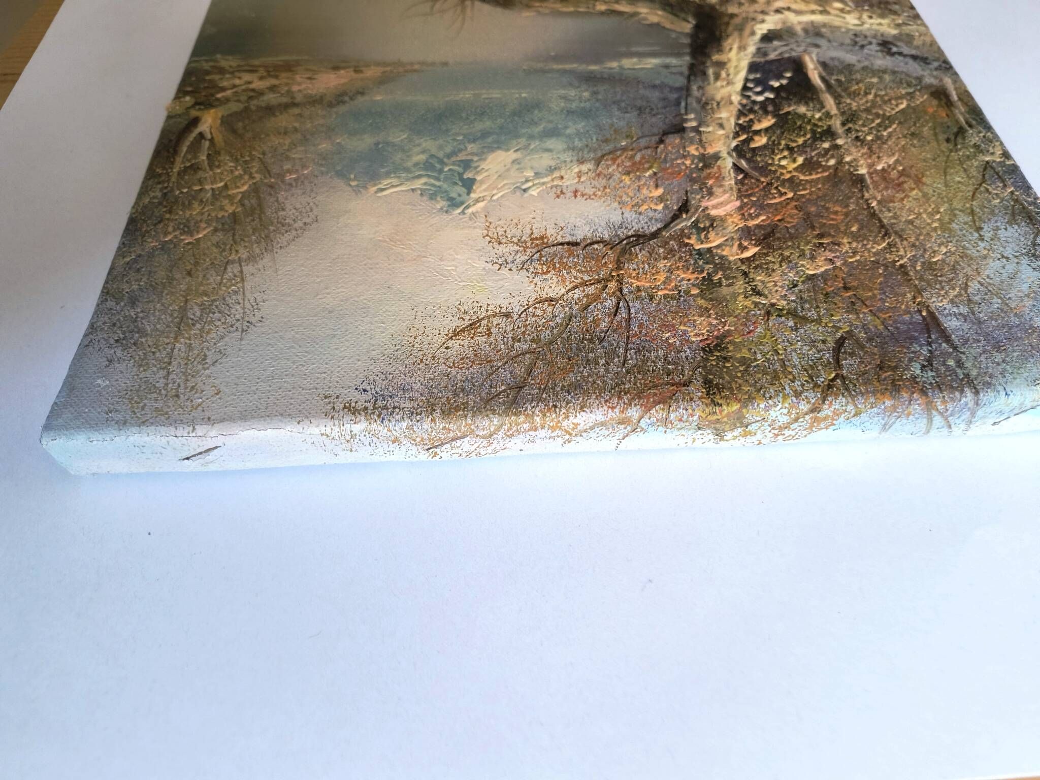 Antique oil painting – Lakeside – nature and tranquility