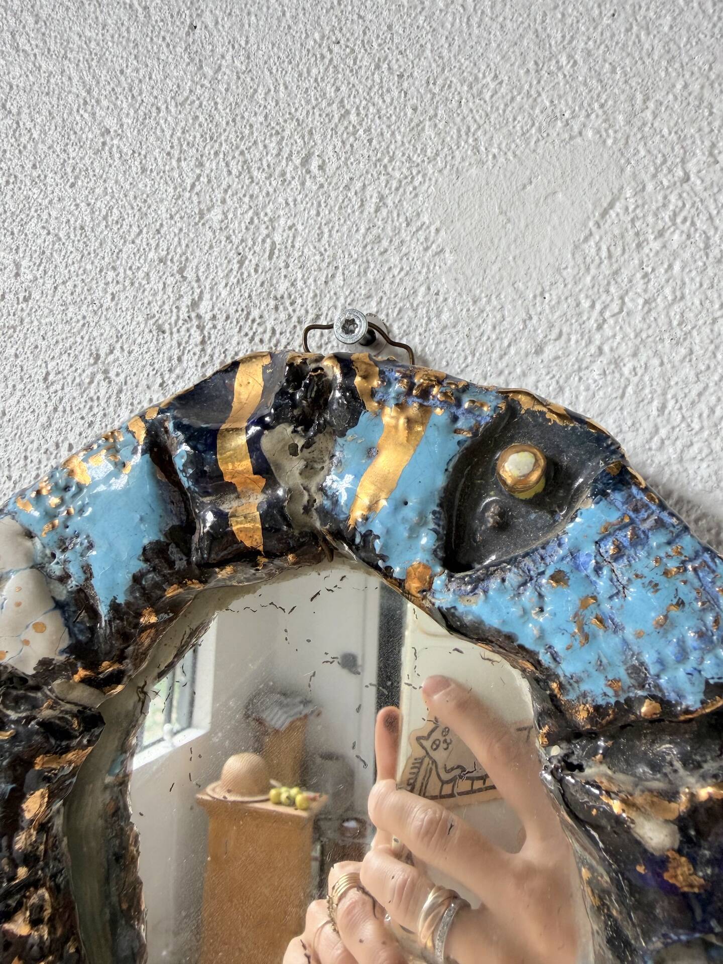 Pair of ceramic mirrors 1950 dlg Mithé