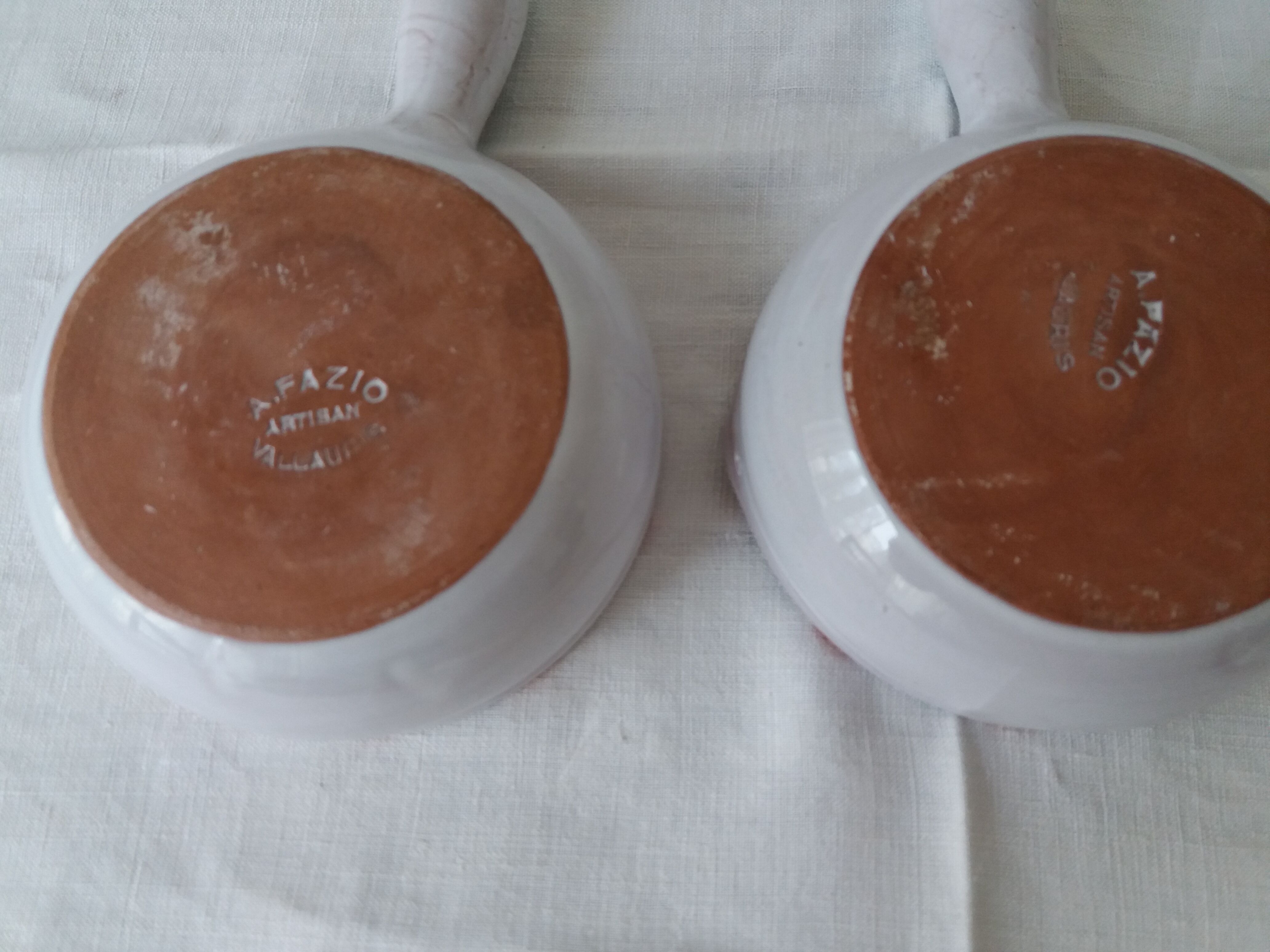 PAIR OF CERAMIC PANS FROM VALLAURIS SIGNED ANTOINE FAZIO