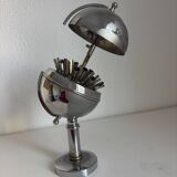 Vintage 1960 cigarette case world map chrome dispenser - 22 x 13 cm