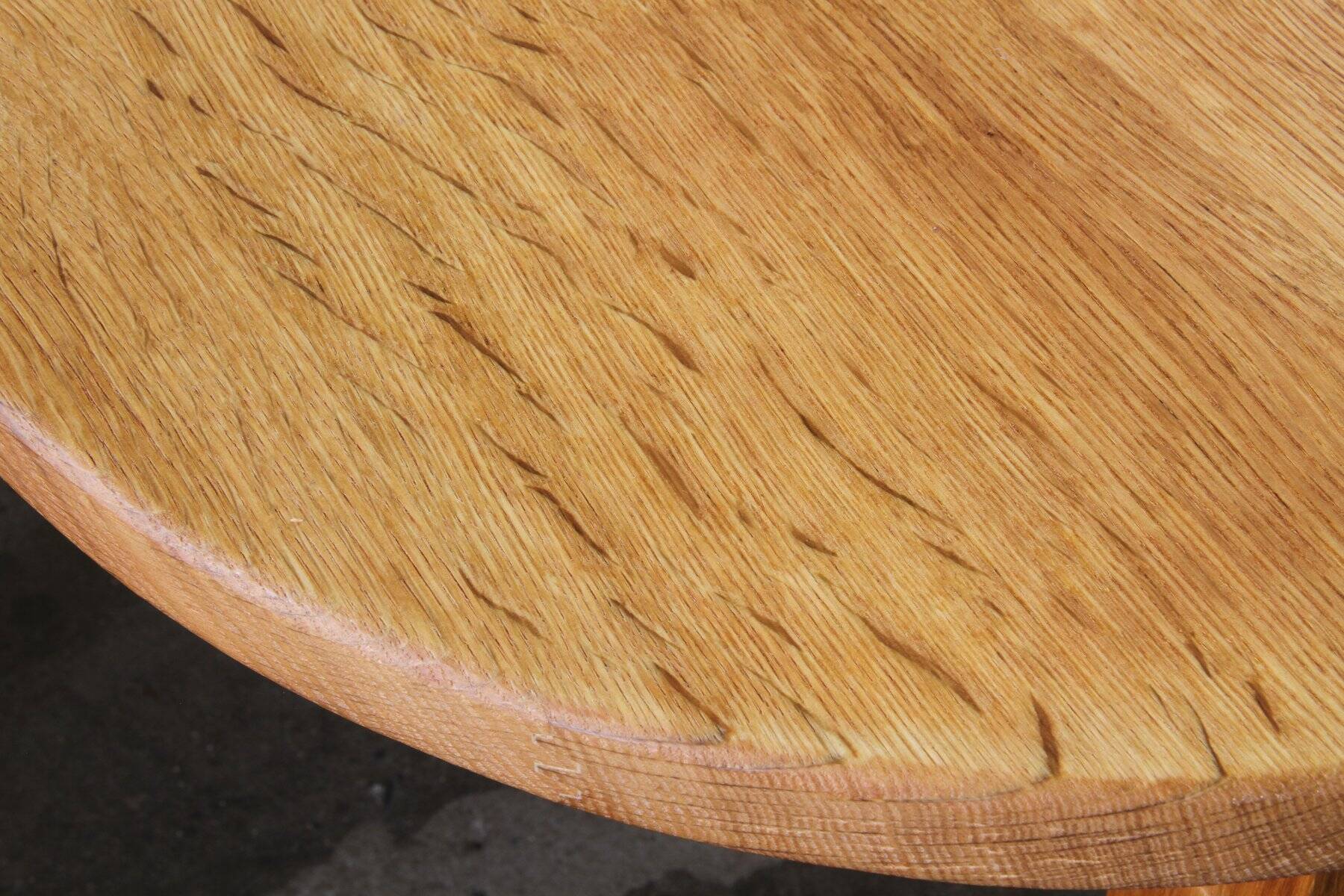 Vintage Danish brutalist oval extendable oak dining table in the style of Henning Kjærnulf, 1960s